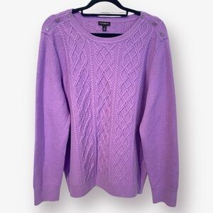 Talbots Purple Wool Blend Cable Knit Sweater Size XL